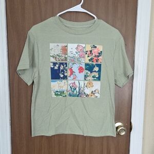 Fifth Sun Olive Floral Graphic Tee